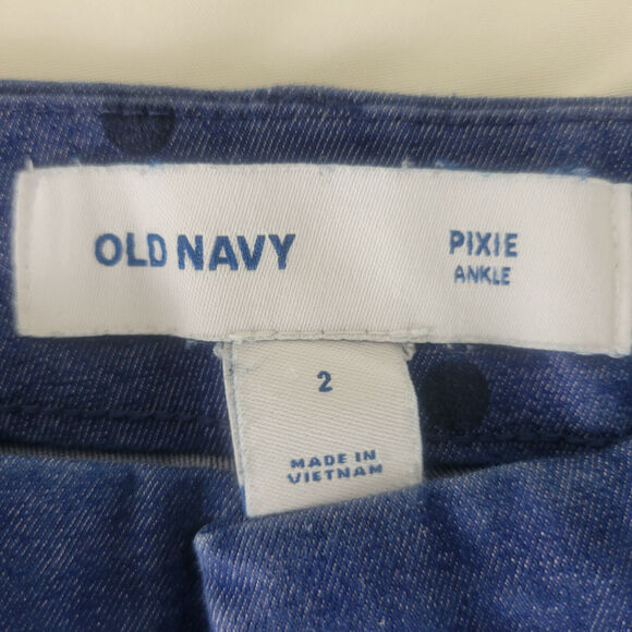 Old Navy Womens Jeans 2 Blue Low Rise Pixie Ankle Polka Dot Denim W28 x L25 - Picture 9 of 15